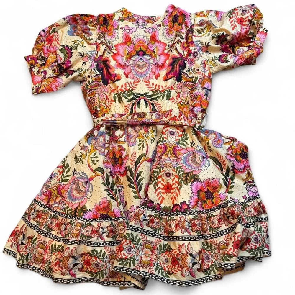 A Loves A Girls Puffy Tulle Floral multicolor Dress Cotton size youth large